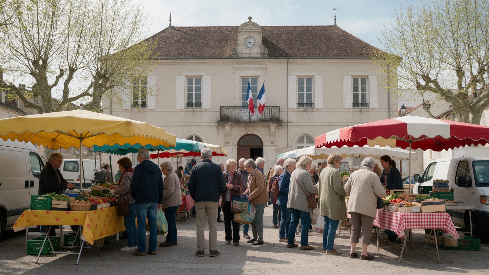 Place de la mairie un jour de marché